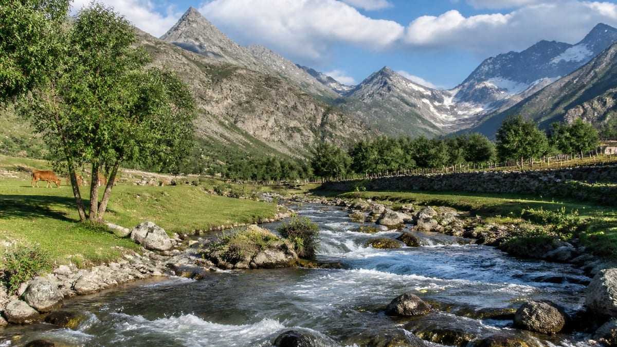 Illustrative place landscape representing Domail Valley in Gilgit-Baltistan