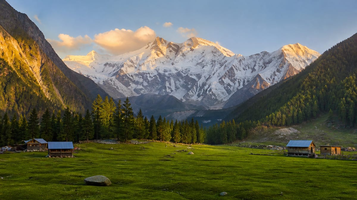 Illustrative place landscape representing Fairy Meadows in Gilgit-Baltistan