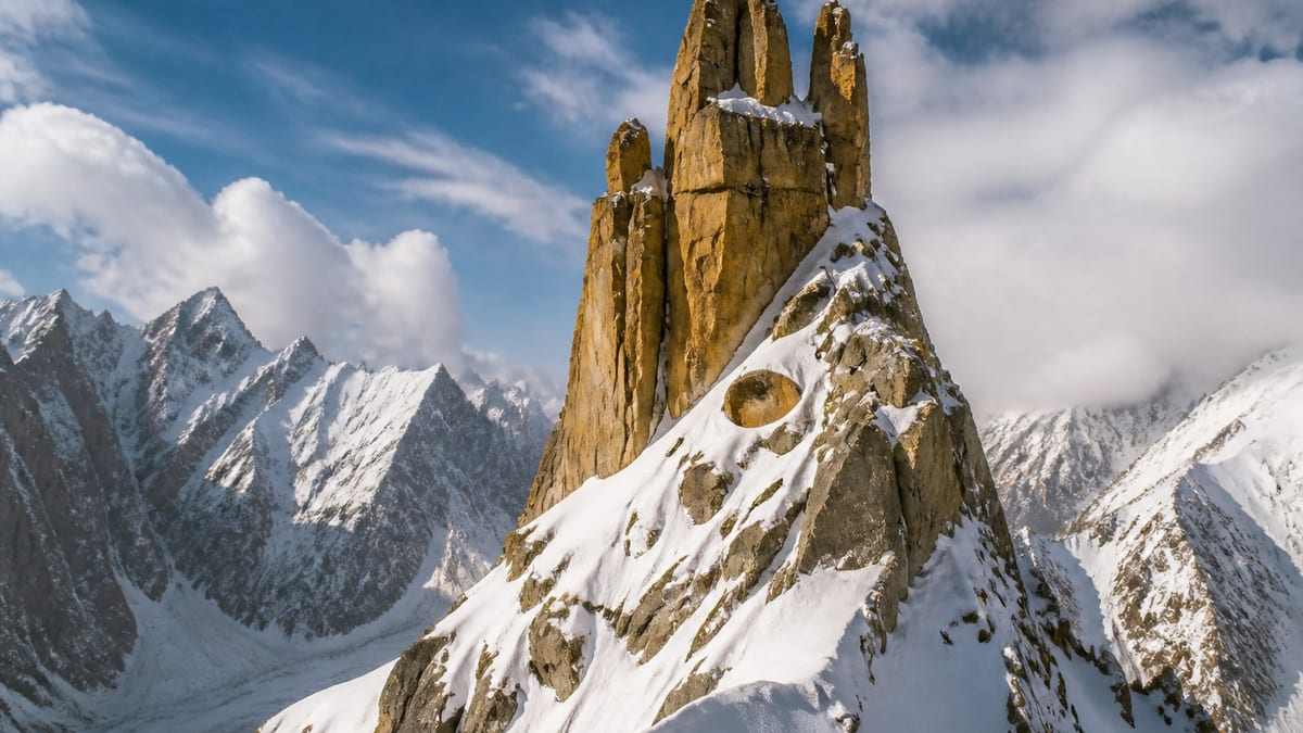 Golden Throne SE (Baltoro Kangri) mountain landscape in Gilgit-Baltistan