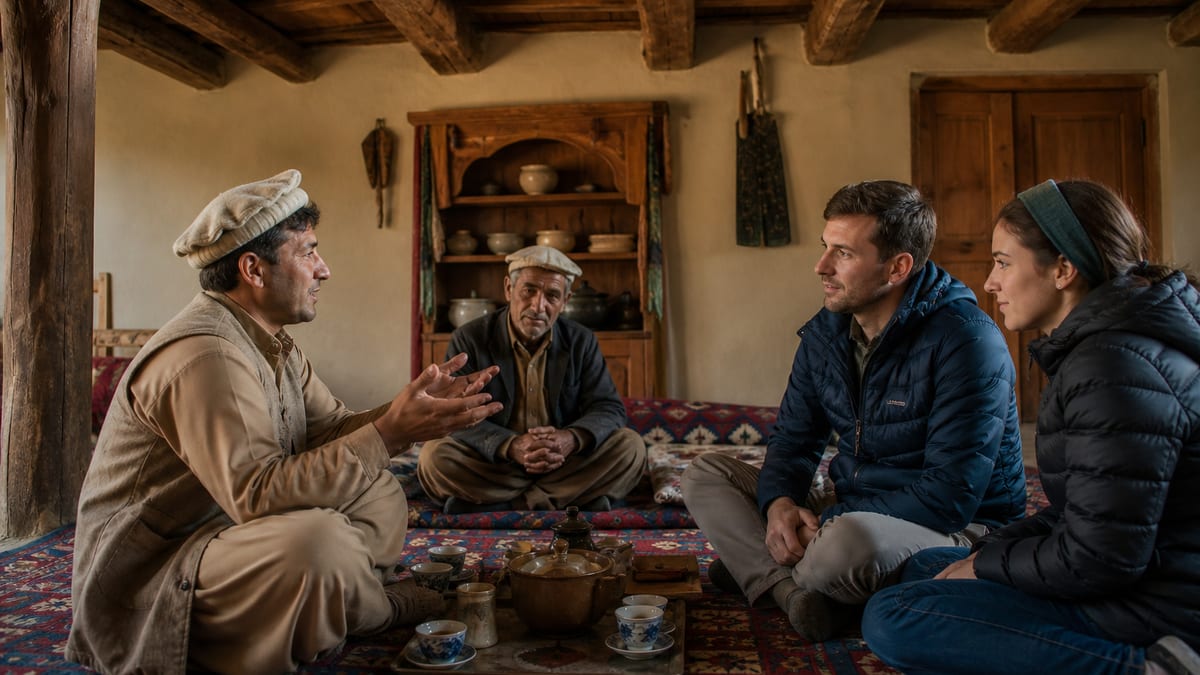 Illustrative editorial tourism scene representing Homestay regulations in Gilgit-Baltistan