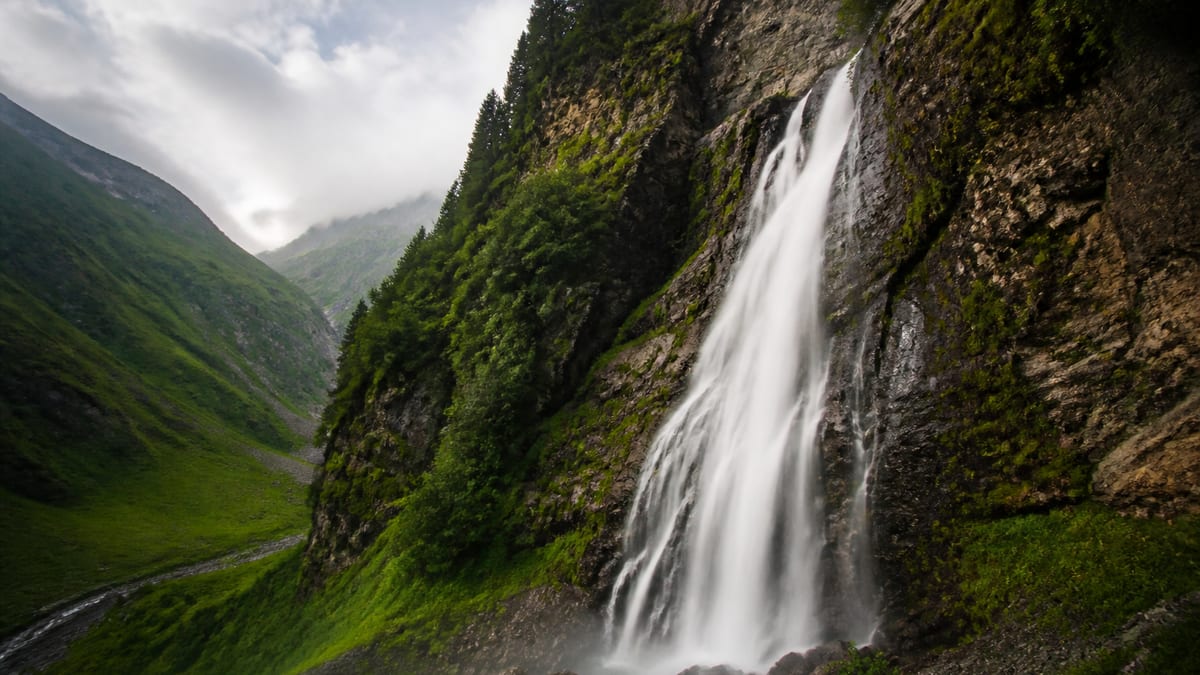 Illustrative place landscape representing Mantokha Waterfall in Gilgit-Baltistan